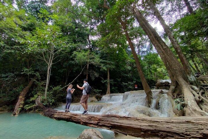 Erawan Waterfall and River Kwai Bridge Day Tour from Bangkok