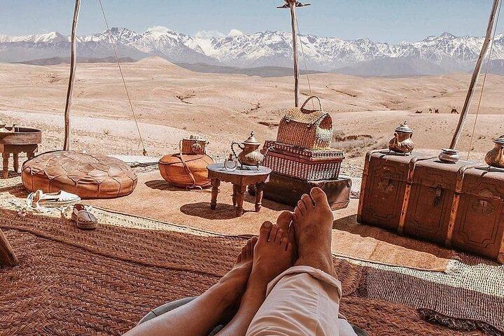 Agafay desert sunset camel ride Tour from Marrakech