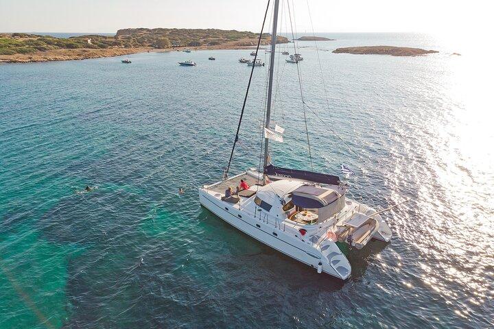 Athens Semi private Morning Catamaran cruise with meal & drinks