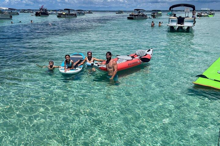 Private Crab Island Double Slides Pontoon Charter