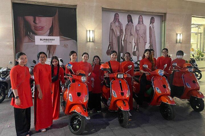 Saigon Vespa By Night Street Food With Female Riders Ao Dai