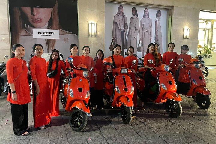 Saigon Vespa By Night Street Food With Female Riders Ao Dai
