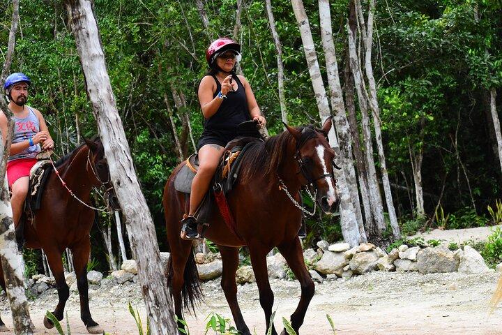 ATV Shared, Horseback & Zipline Jungle Adventure with Cenote Swim