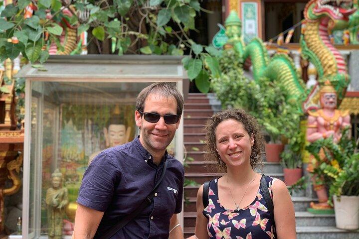 Boat tour on Mekong river see the sunset, small canal, Vegan dinner, street food