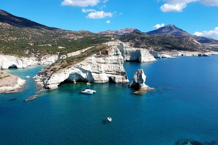 Milos caves snorkelling Catamaran Cruise in a small group
