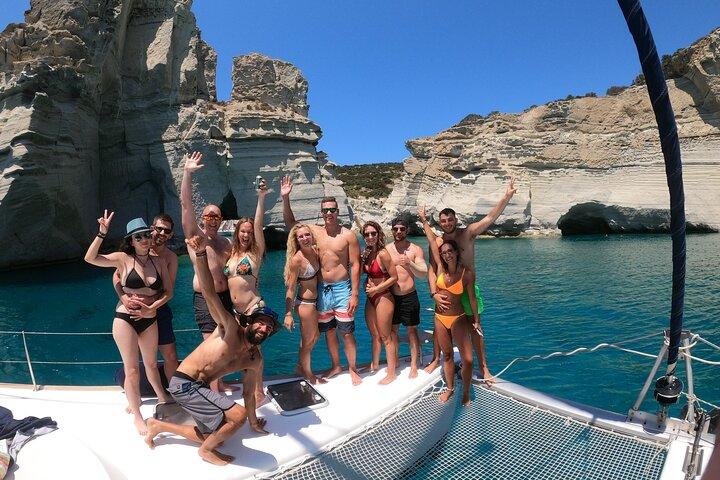 Milos caves snorkelling Catamaran Cruise in a small group