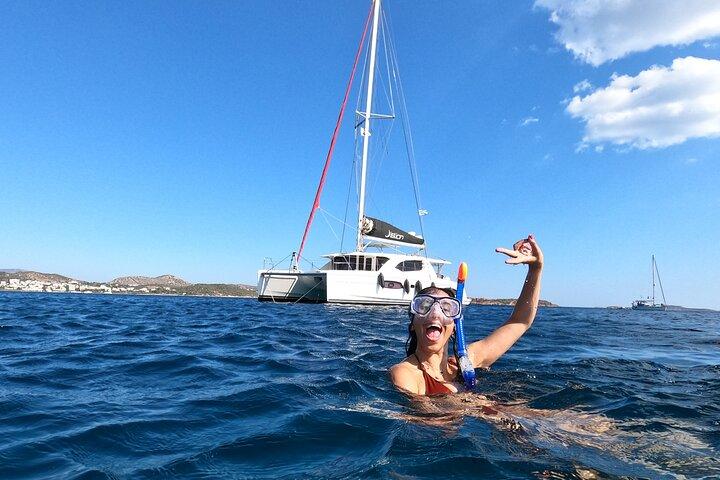 Athens Private Full day Catamaran cruise with meal & drinks