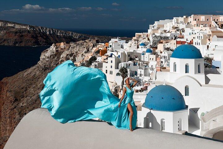 Santorini flying dress photo