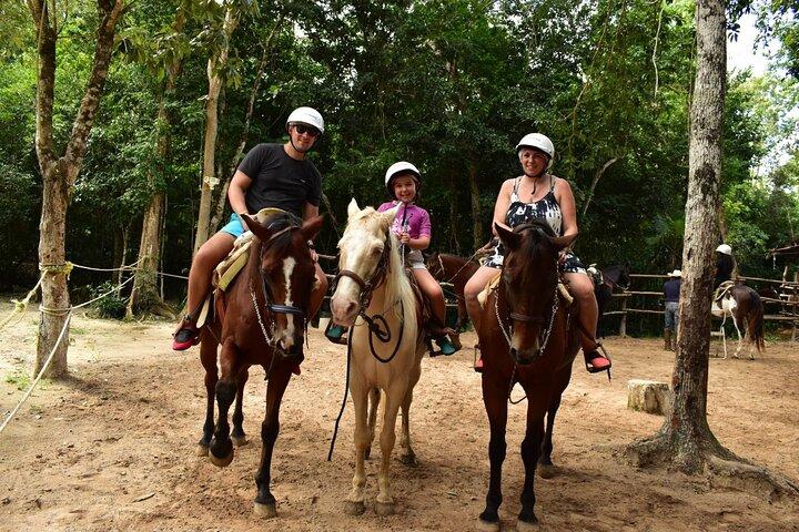 Complete Shared ATV Tour Horse Zip Lines Cenote and Lunch