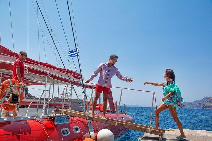 Santorini Cruise on Catamaran with BBQ & Open Bar