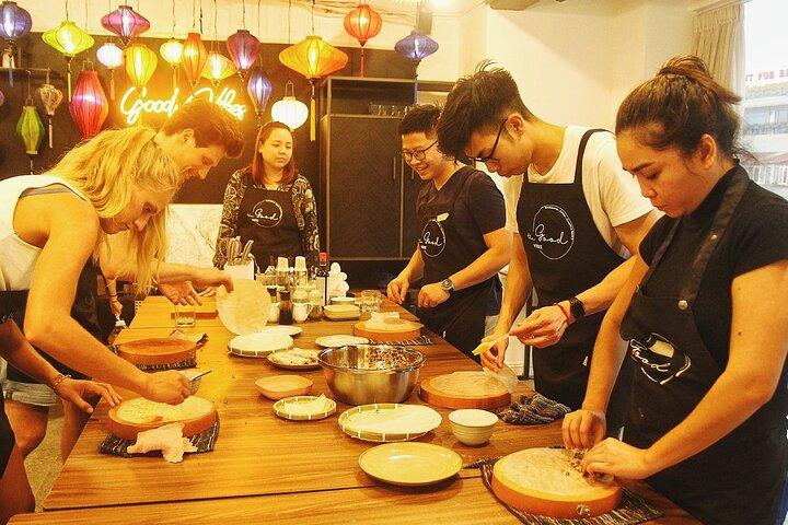 Authentic Bun Cha Hanoi making - with skyline view of Westlake