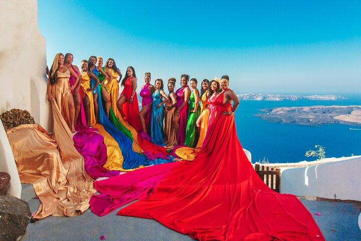 Santorini flying dress photo