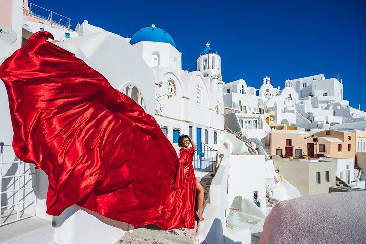 Santorini flying dress photo