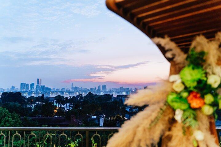 Authentic Bun Cha Hanoi making - with skyline view of Westlake