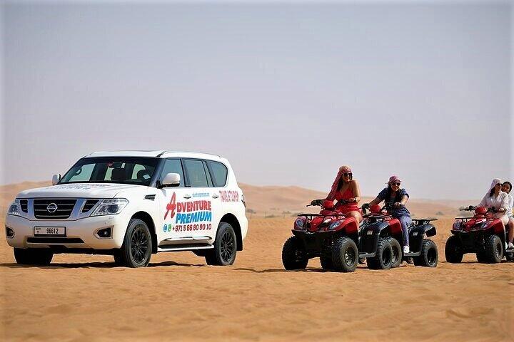 Dubai Desert Safari with Quad Bike, Dune Bashing, Camel Ride, Sand Boarding &BBQ