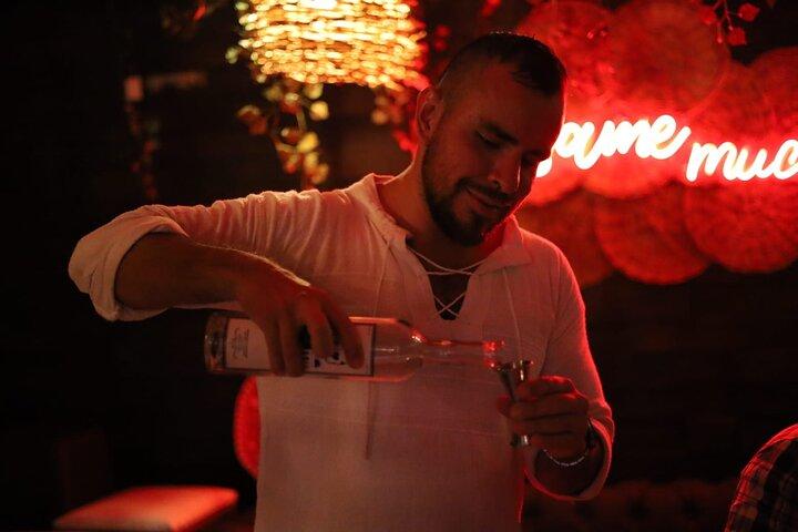 Authentic Artisanal Mezcal tasting in Cancun with appetizers.