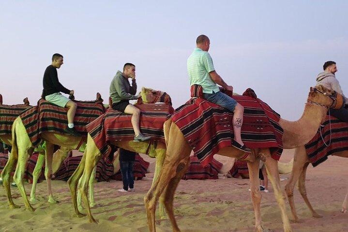 Private Dubai Sunrise with Red Dune Bashing camel ride boarding