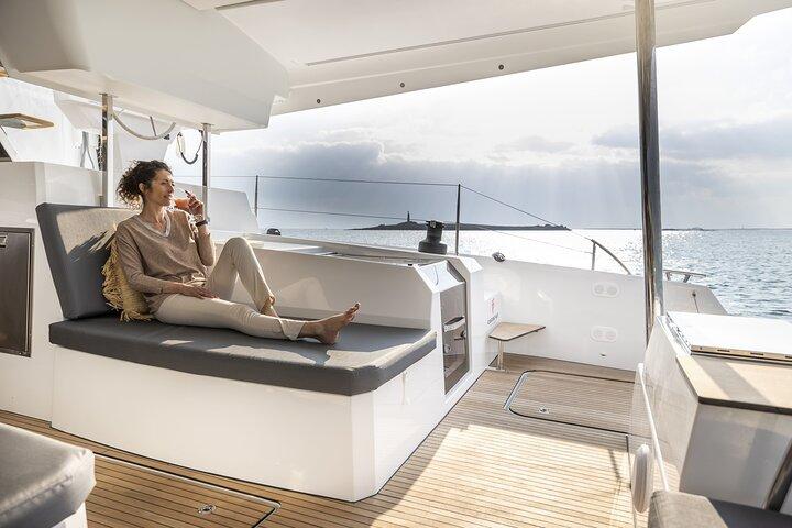 Mykonos: Luxury Catamaran Cruise with Meal, Drinks & Transport