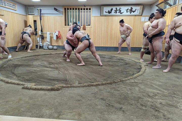 Find Your Favorite Wrestler at Morning Sumo Practice