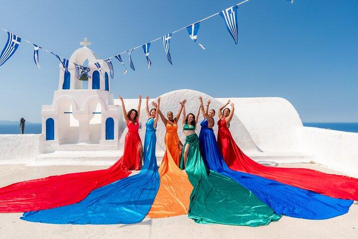 Blue Dome entry - Oia Flying Dress Photoshoot Santorini