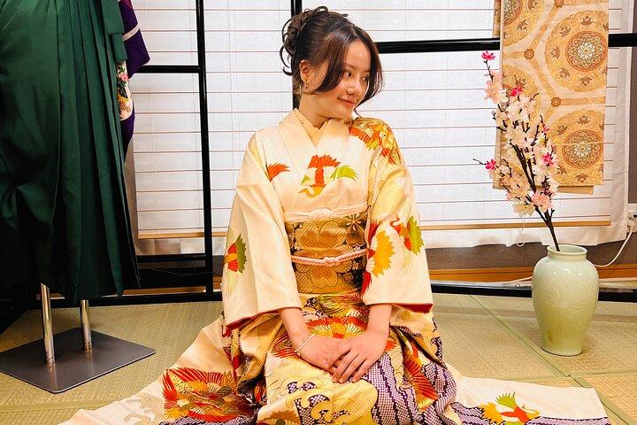 Kimono experience and Japanese home-cooking lesson Osaka Umeda
