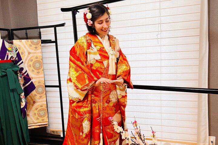 Kimono experience and Japanese home-cooking lesson Osaka Umeda