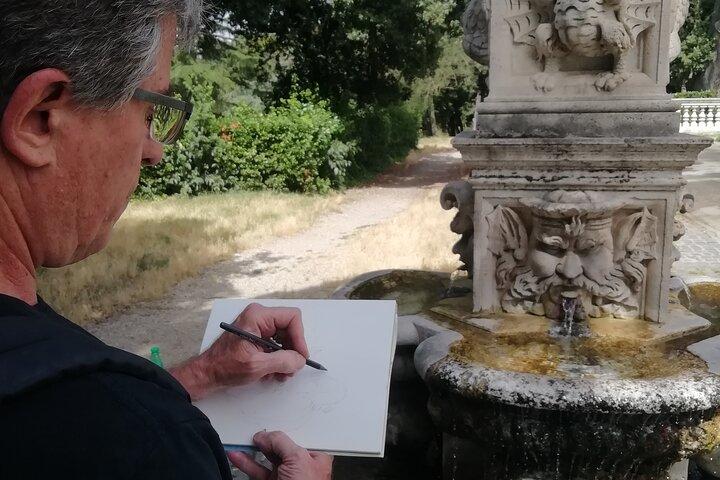 Watercolor Workshop Private Tour at Villa Borghese Rome with Guido