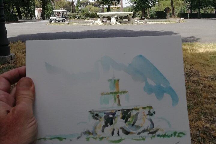 Watercolor Workshop Private Tour at Villa Borghese Rome with Guido