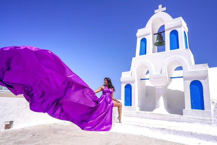 Flying Dress Experience -Private Santorini Photoshoot