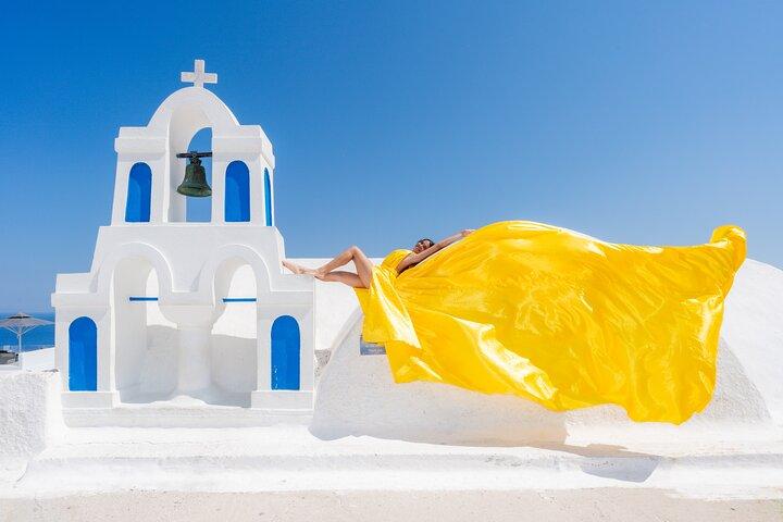 Flying Dress Experience -Private Santorini Photoshoot
