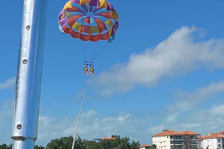 Parasailing above the Caribbean Sea