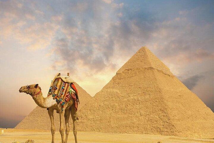 Guide on site Day Tour to Giza Pyramids By Camel from Cairo