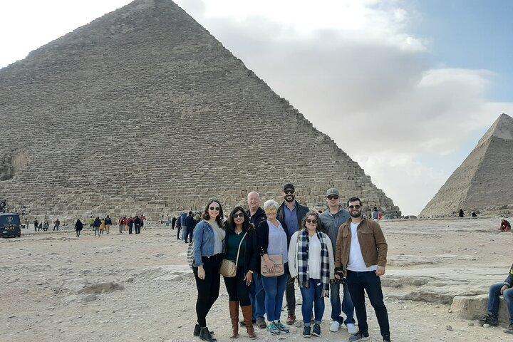 Giza pyramids and The Sphinx.
