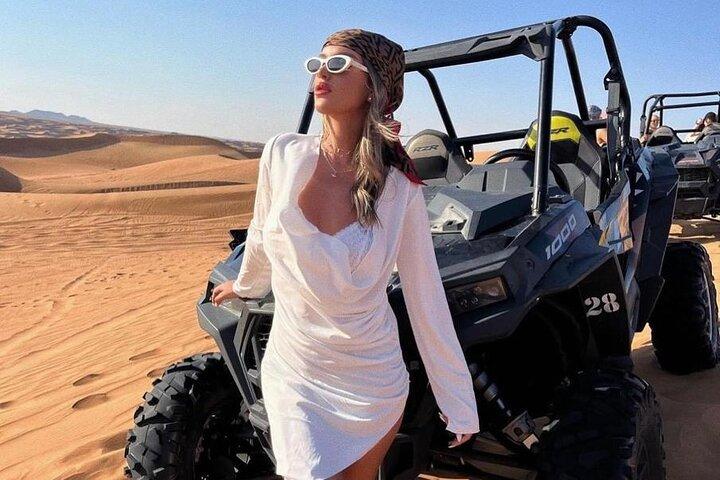 Premium Desert safari With Dune buggy camel ride BBQ dinner