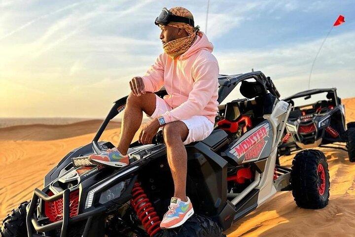 Premium Desert safari With Dune buggy camel ride BBQ dinner