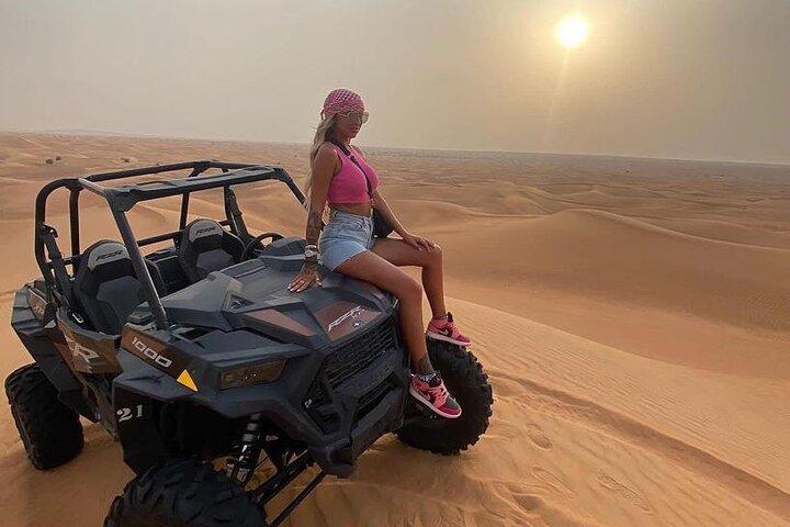 Premium Desert safari With Dune buggy camel ride BBQ dinner