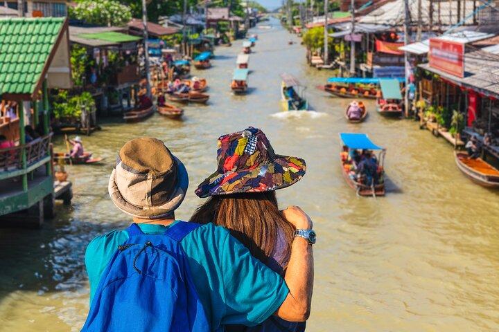 Damnoen Floating Market & Optional Erawan Water Waterfall Tour