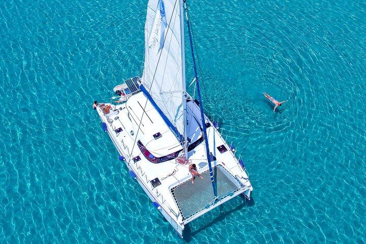 Catamaran Full-Day of Milos and Poliegos With Lunch & BBQ