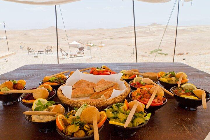 Magic Agafay Desert dinner and sunset view from Marrakech