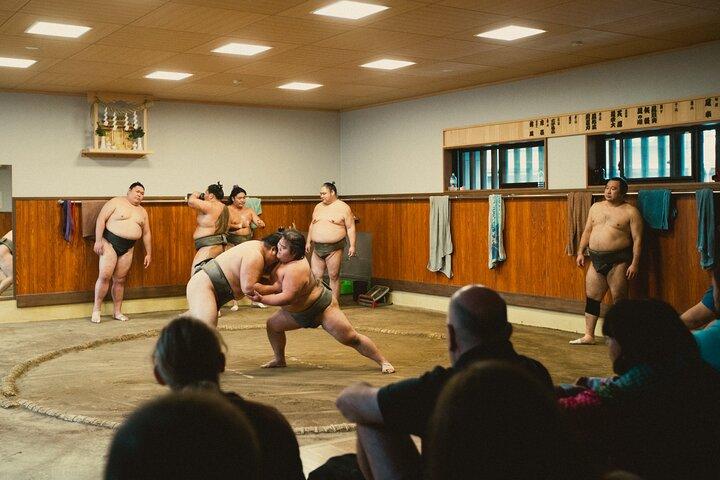 Sumo Morning Practice near Tokyo Skytree: Photo with Wrestler