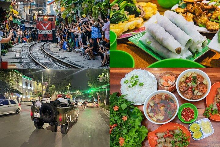 Hanoi Jeep By Night Street Food Tour and Train Street Experience