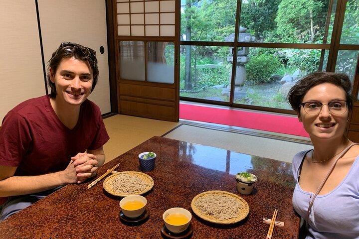 Making Soba noodles at Temple