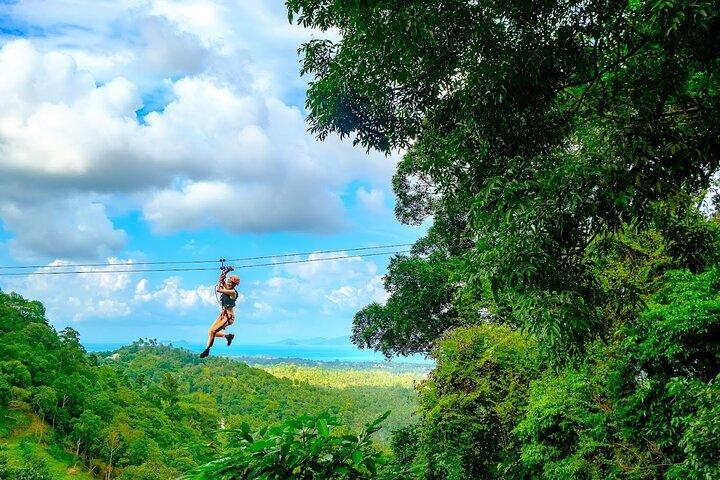 Combo: Seaview Zipline 10 Cable Tree Bridge Bar & 2-Hour ATV Ride