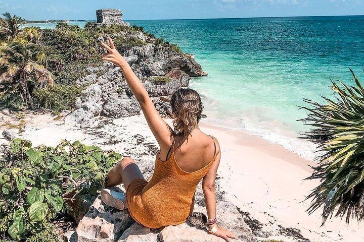 4x1 Full Day Tour: Tulum, Coba, Cenote and PDC, from Cancun