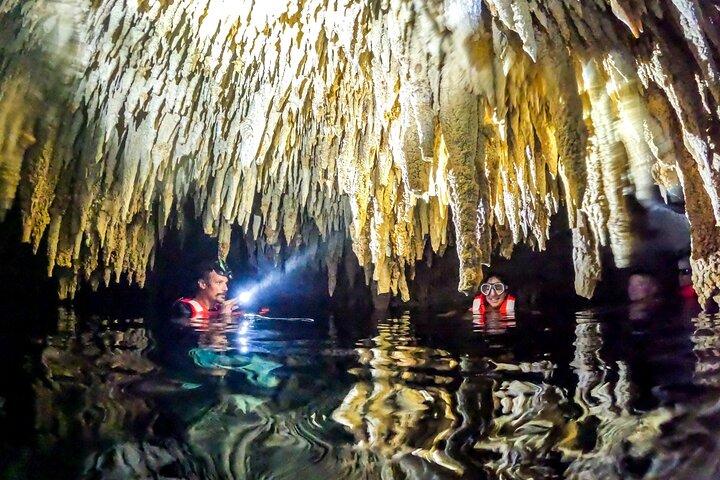 Cenote Cavern Tour and Swim with Sea Turtles in Akumal