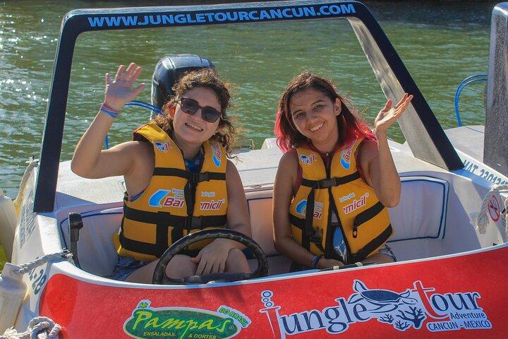 Jungle Tour In Cancun, drive a speedboat through the lagoon with your companion