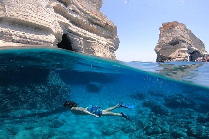 Full Day Boat Tour Around Milos and Poliegos