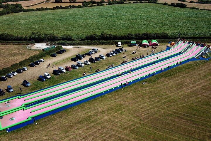 A monster 360ft long slip and slide session in BUDE, Cornwall