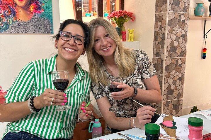 Private painting workshop with wine and snacks