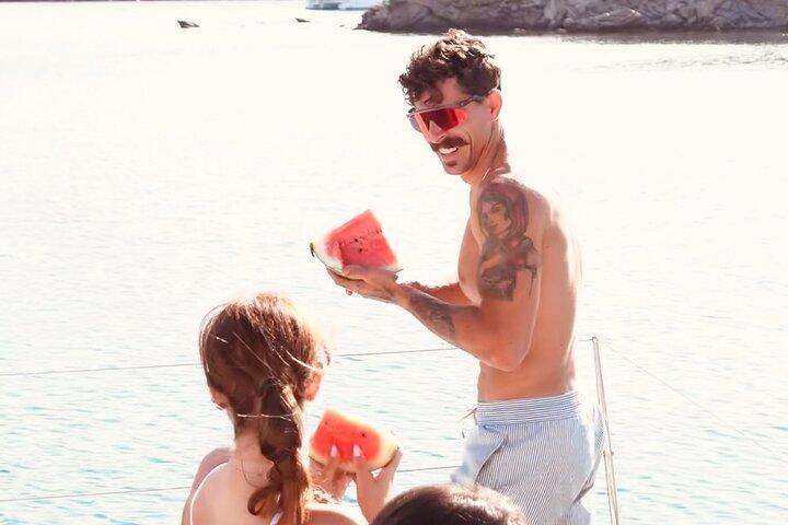 Private Mykonos Catamaran Day Cruise with Meals & Water Toys